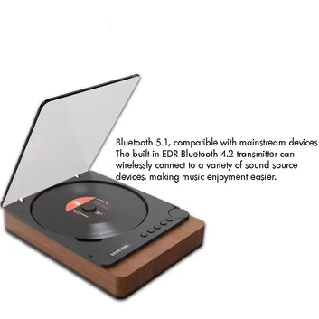 Bluetooth 5.1 Hi-Fi CD Player – USB Playback, MP3/WMA/WAV/AAC Home Music System Digispots