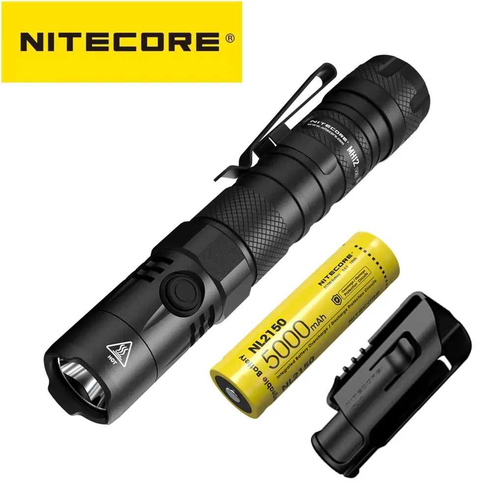 NITECORE MH12 V2 Tactical Flashlight – 1200 Lumens, USB-C Rechargeable & IPX8 Waterproof Digispots