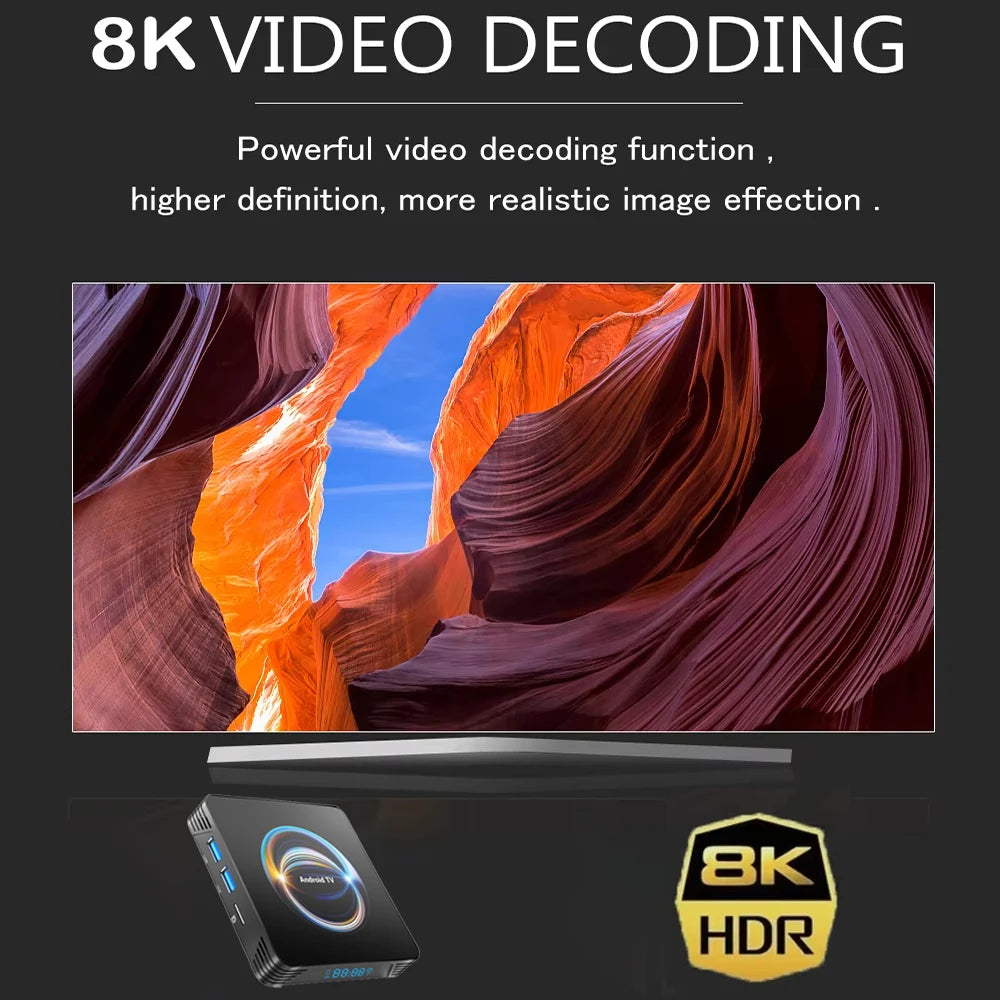 Android Media Box – 8K Playback, WiFi 6 & Bluetooth 5.4 Digispots