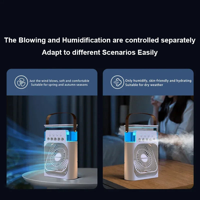 Mini air cooler LED night light glow modes
