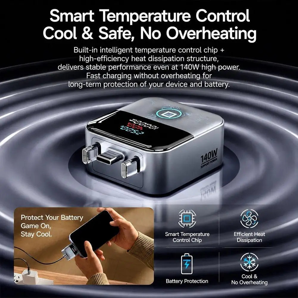 Smart 140W Charging Separator With Digital Screen Automatic Power Off Overcharge Protection Voltage Current Monitor Charger Digispots