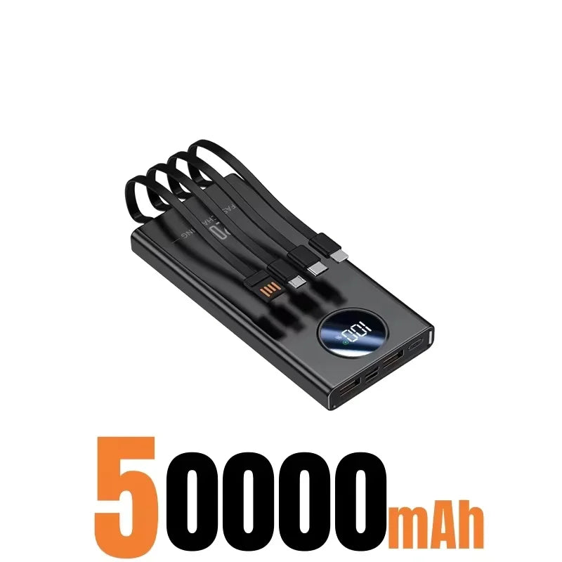 120W Super Fast Charging Power Bank – High Capacity with Digital Display & Built-in Cables Digispots