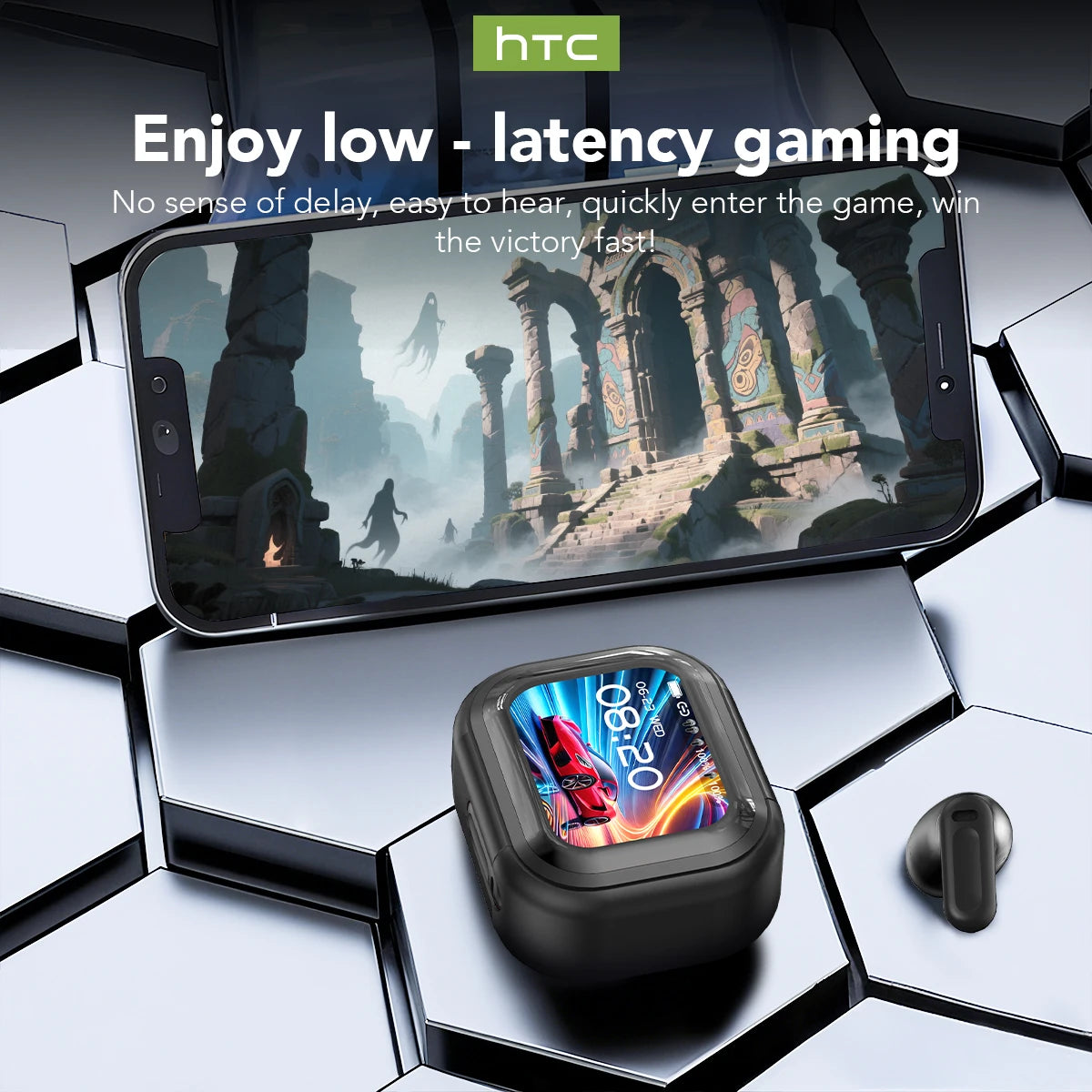 Translator HTC NE20 New Bluetooth 6.0 Wireless Headphones Translation Earphones IPX4 Waterproof Rating Long Battery Life Digispots