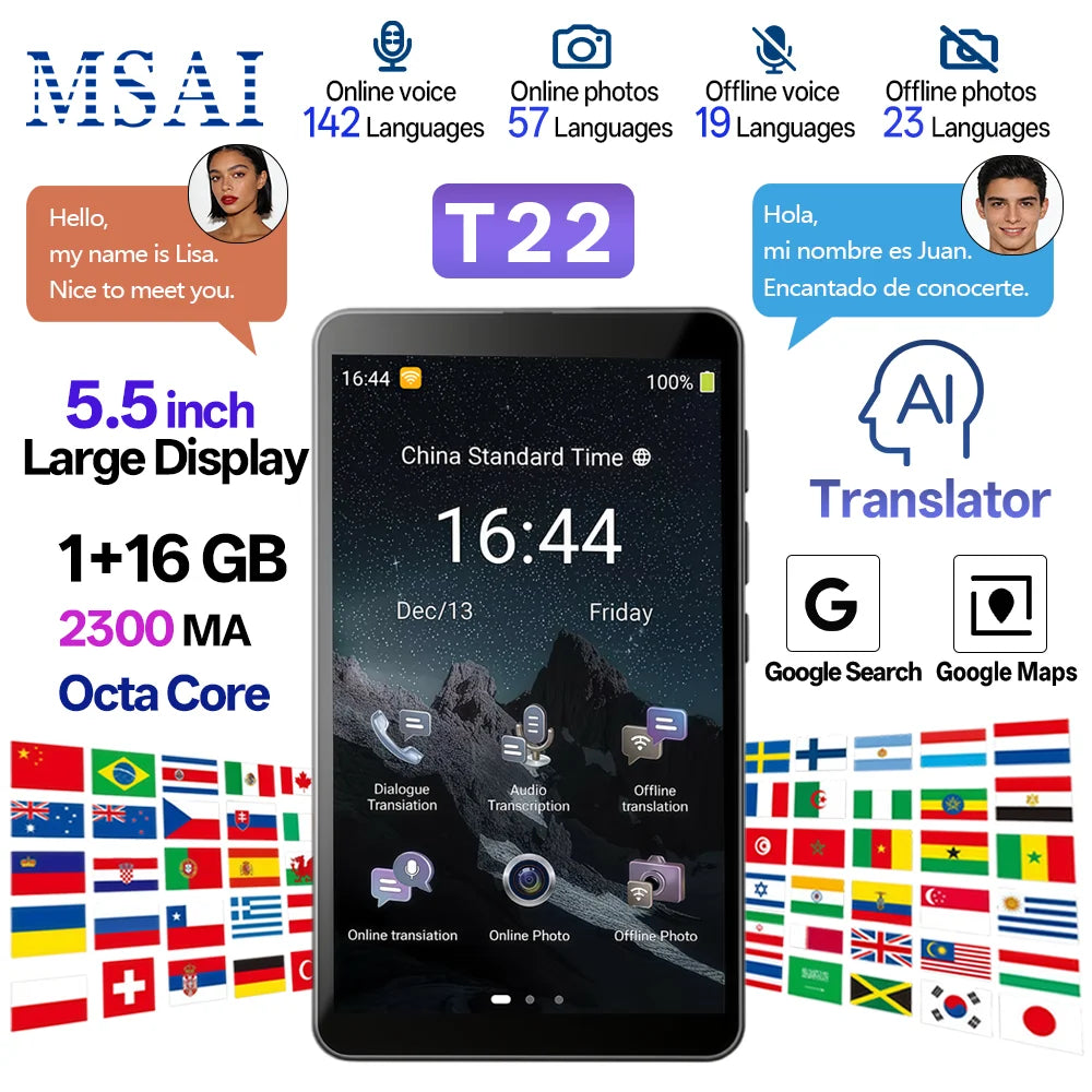 Travel Language Translator – 142 Languages, 5" HD Screen, ChatGPT & 10Hr Battery Digispots