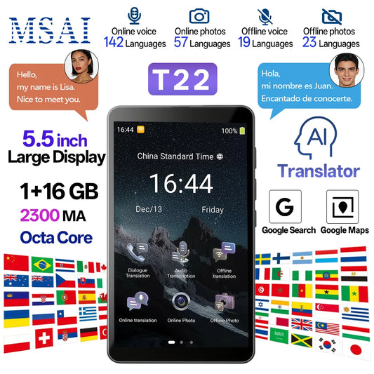 Travel Language Translator – 142 Languages, 5" HD Screen, ChatGPT & 10Hr Battery Digispots