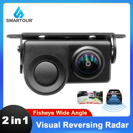 SMARTOUR 2 in 1 Sound Alarm Parking Assistant System Radar Detector Sensor Car Reverse Backup Rear View Camera Night Vision Digispots