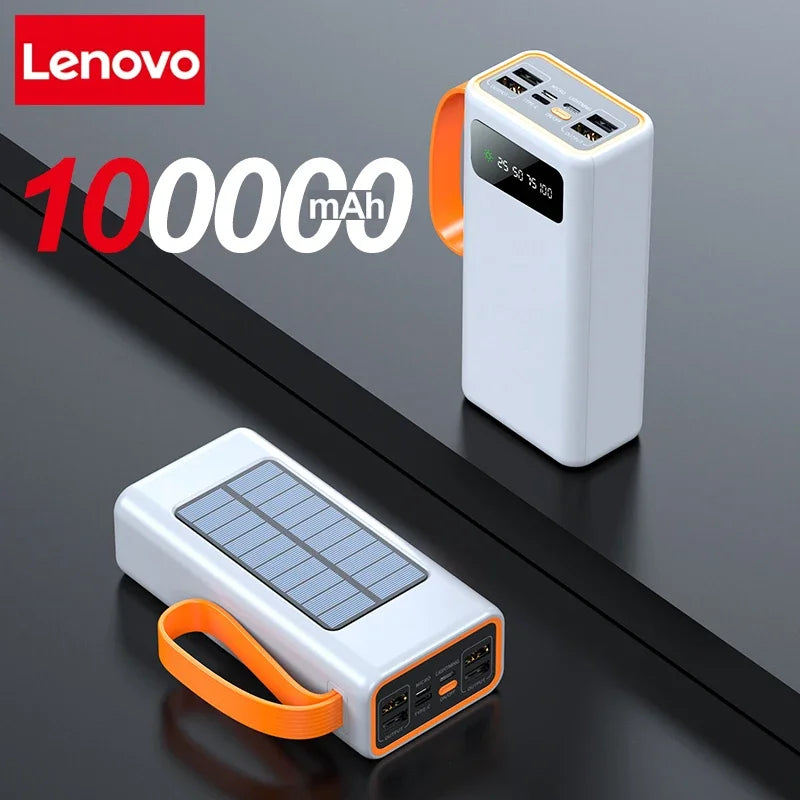 Lenovo Solar Power Bank – Built-in Cables, Solar Charging & LED Flashlight Digispots