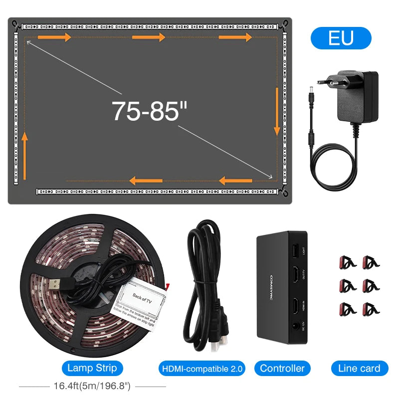 LED Smart Ambient TV Backlight Wifi Alexa Google Assistant Control 4K HDMI-Compatible 2.0 Device Screen Color SyncStrip Lights Digispots