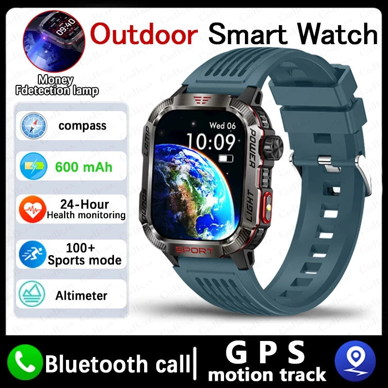 Military Outdoor Smartwatch – GPS, Compass & Bluetooth Calling, 5ATM Waterproof Digispots