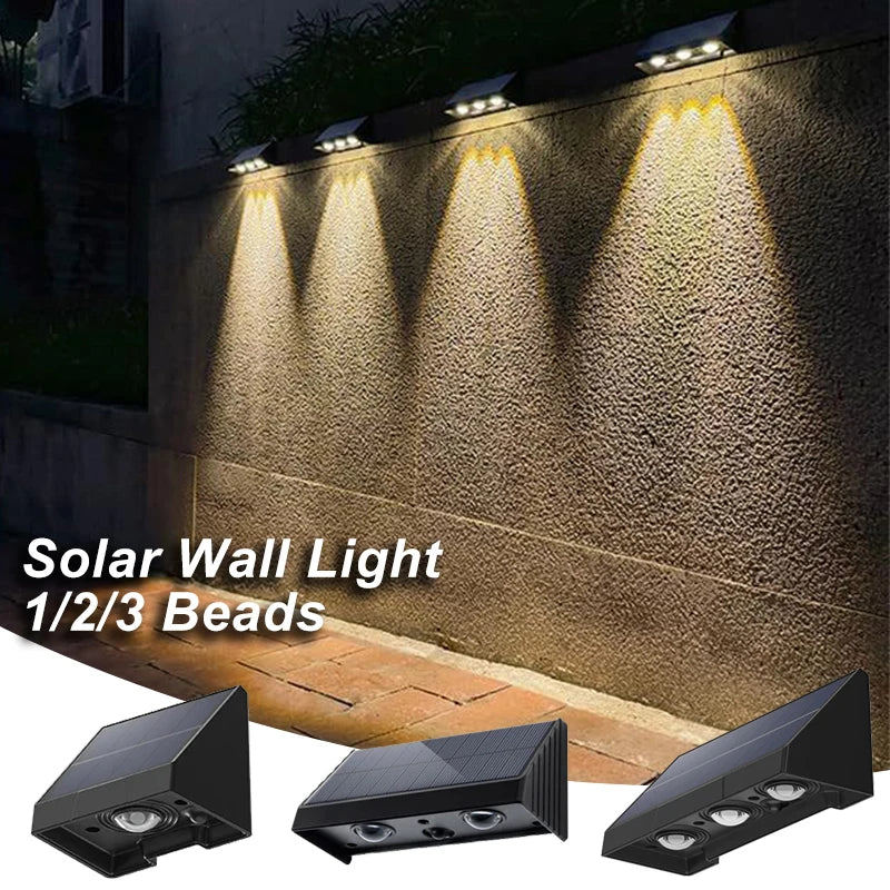 Solar LED garden wall light warm atmosphere terrace