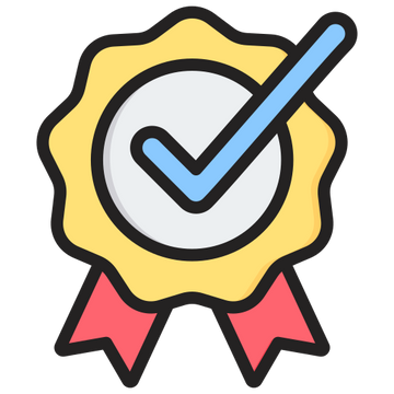 Colorful icon with a blue check mark on a yellow background